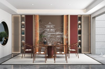 新中式餐厅3D模型下载